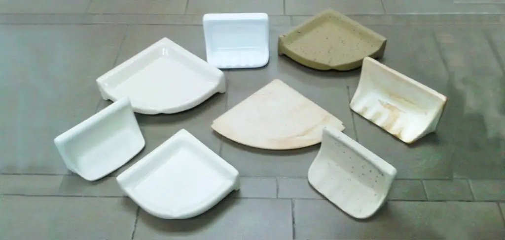 Many different colors ceramic soap dish on tiles floor