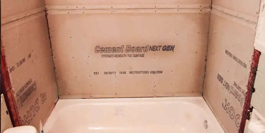 cement backer board in Tub area