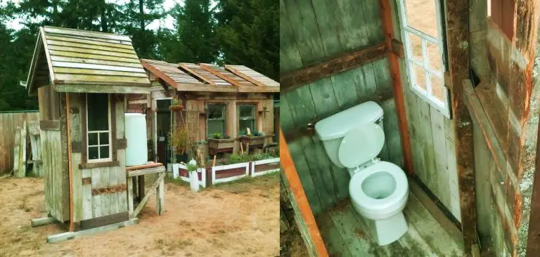 An Outhouse With A Flushing Toilet