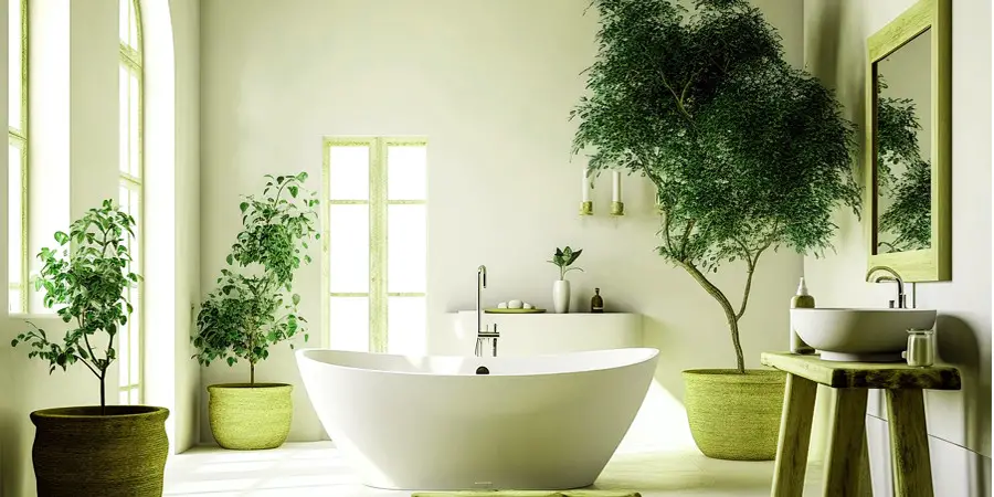 indoor plants in bathroom